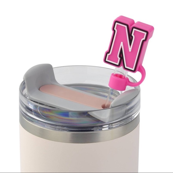 NWT Target Bullseye Playground Monogram "N" Straw Topper in Pink - Picture 3 of 4